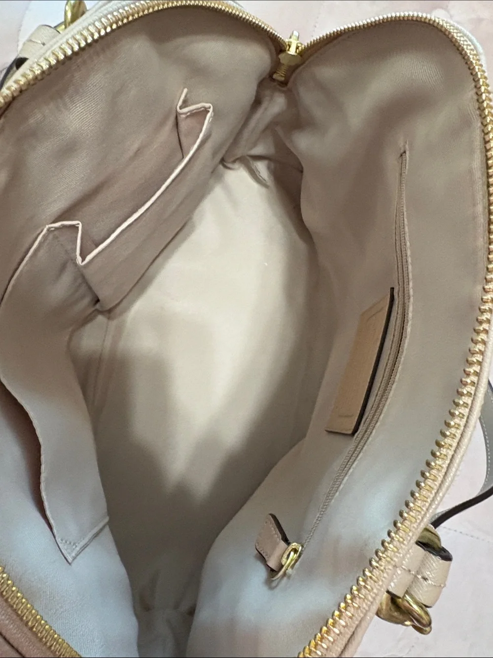 Coach Dome Satchel in Light Beige with Gold Hardware